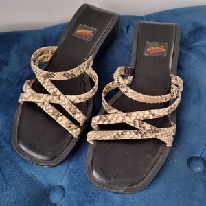 Aerosoles Vintage Strappy Snakeskin Slides